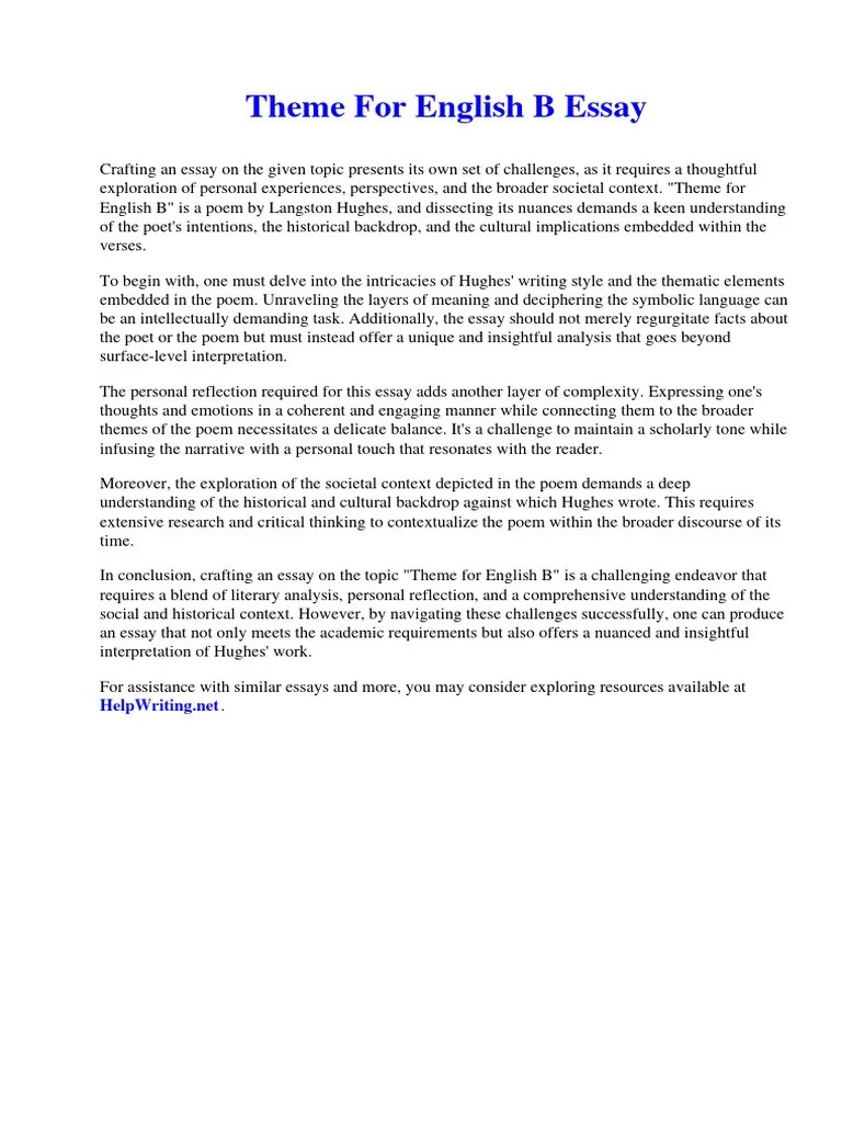 Theme For English B Essay PDF Cognitive Behavioral Therapy Mindfulness
