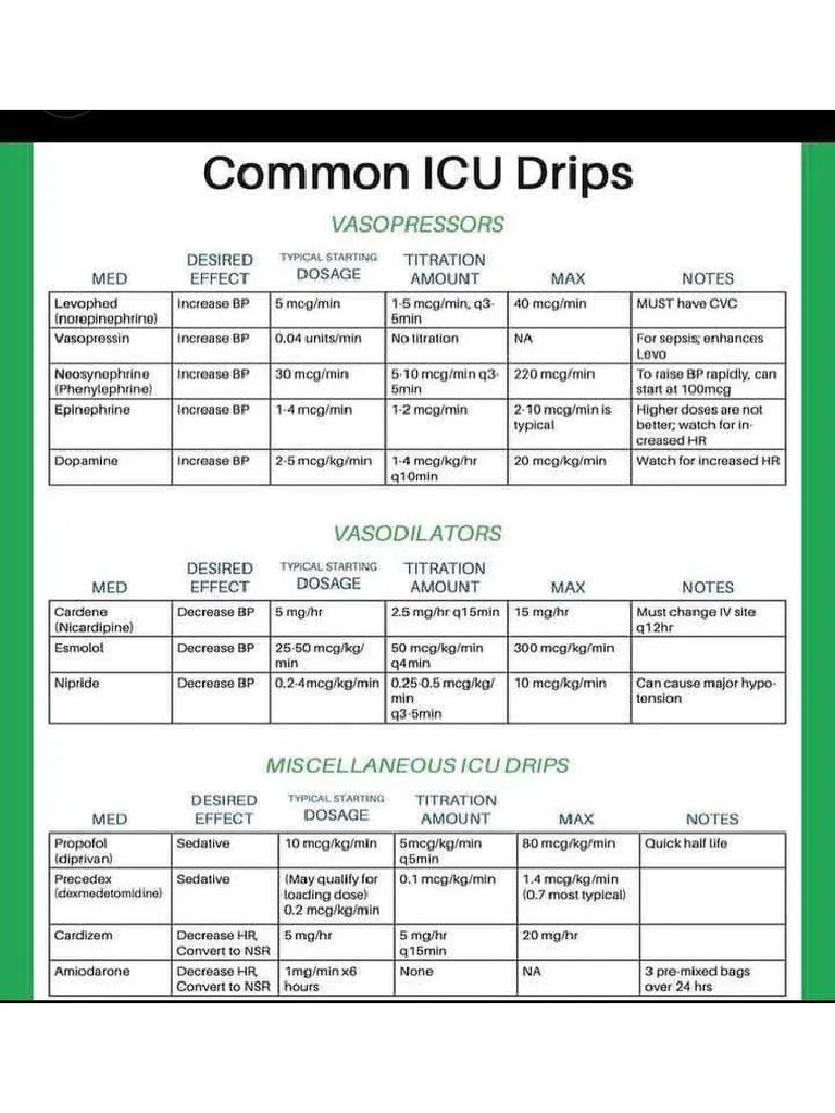 Common ICU Drips PDF