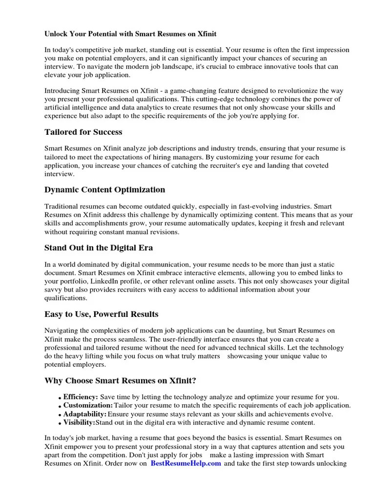 What Is Smart Resume On Xfinity PDF Résumé Http Cookie