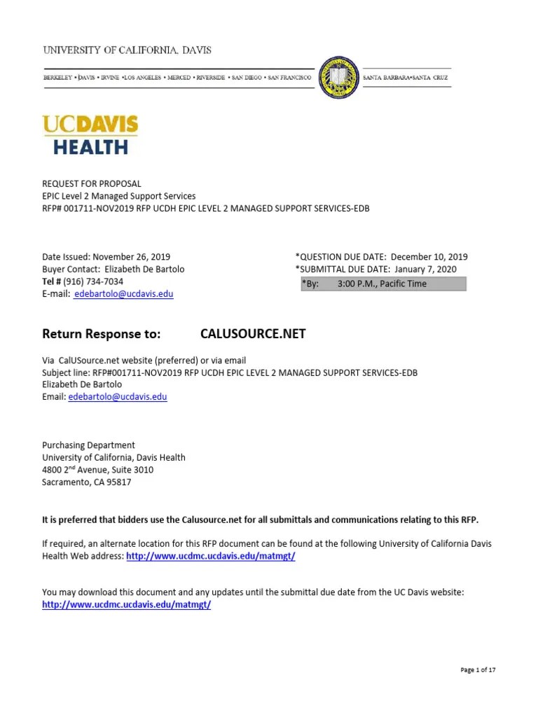 RFP Sample 1 PDF Request For Proposal Hospital