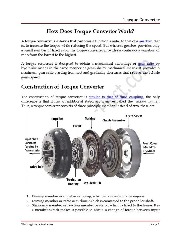How Does Torque Converter Work PDF Kinematics Mechanical Engineering