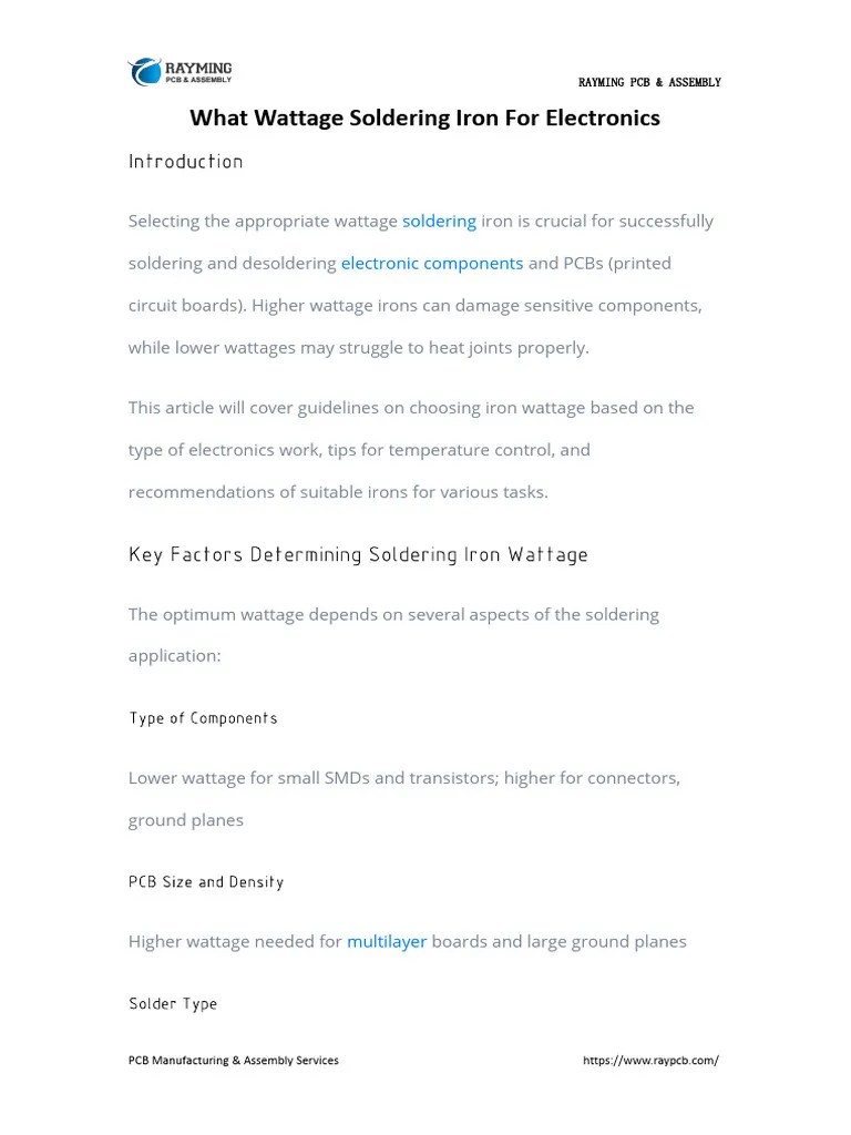What Wattage Soldering Iron For Electronics PDF Printed Circuit