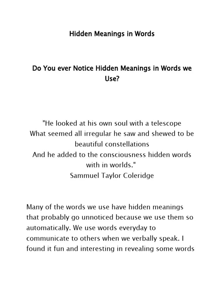Hidden Meanings in Words PDF