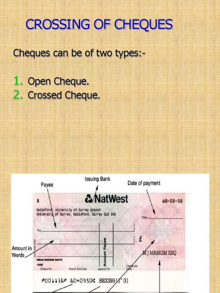 Crossing of Cheques PDF Negotiable Instrument Cheque