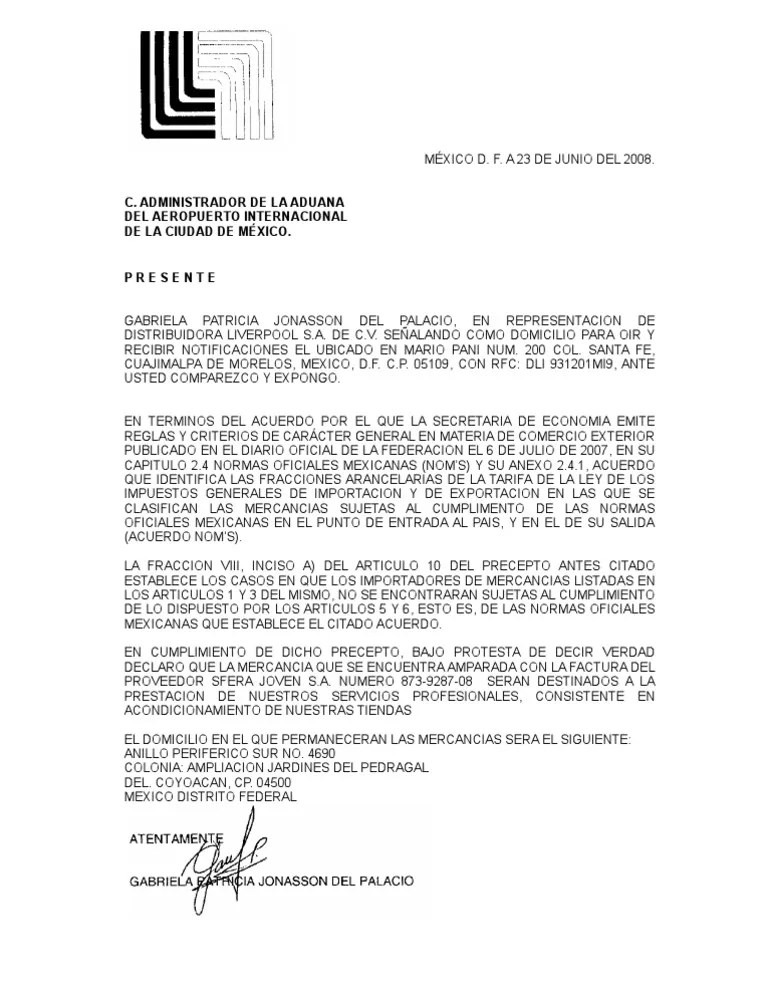 Carta de Uso Con Membrete