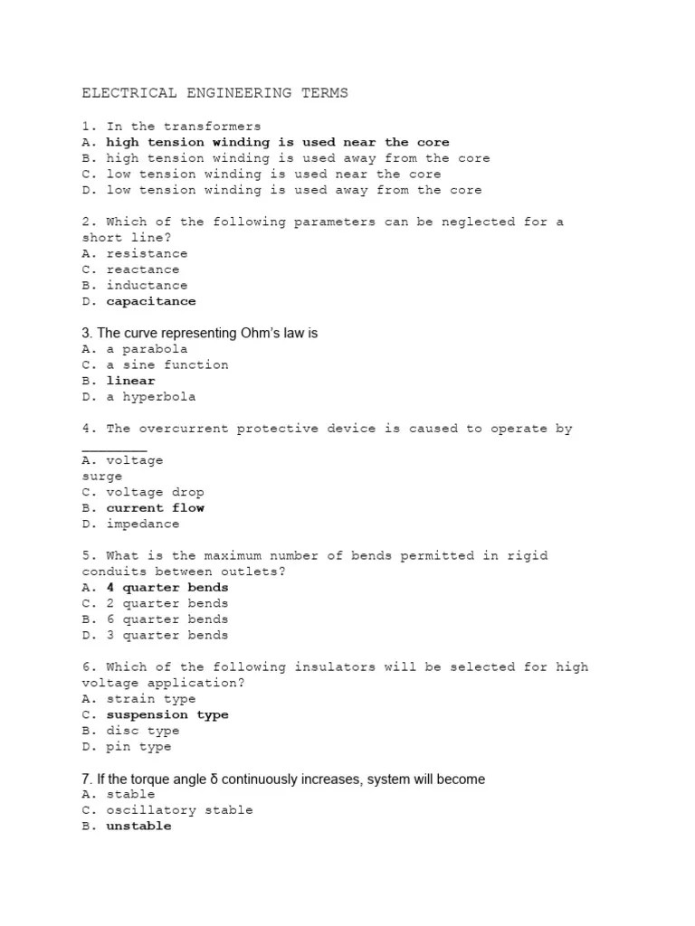Electrical Engineering Terms PDF