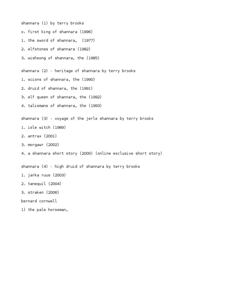 Brooks, Terry Shannara Reading Order