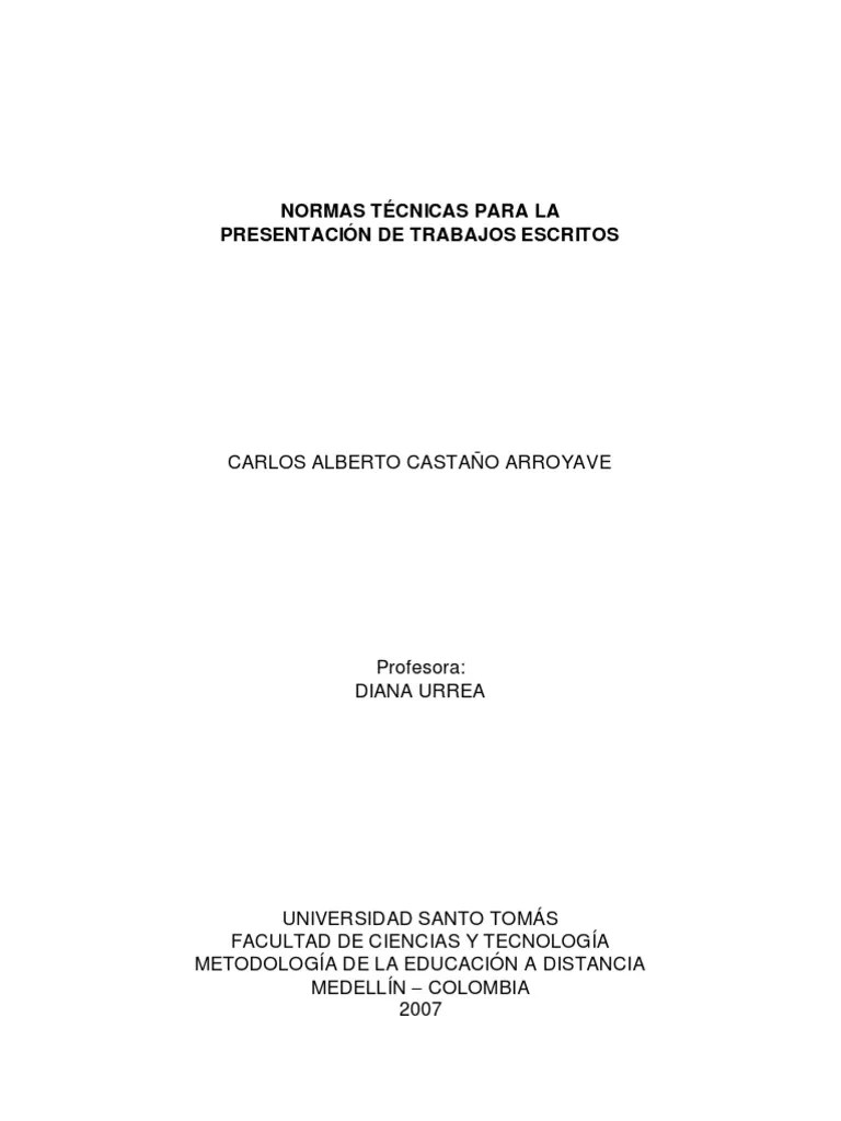 Trabajo Escrito Normas Para La Presentación de Trabajos