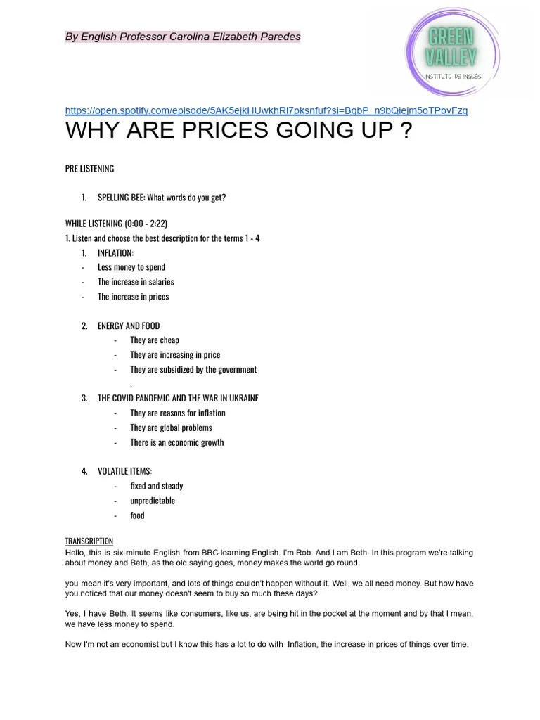 Why Are Prices Going Up PDF Inflation Interest