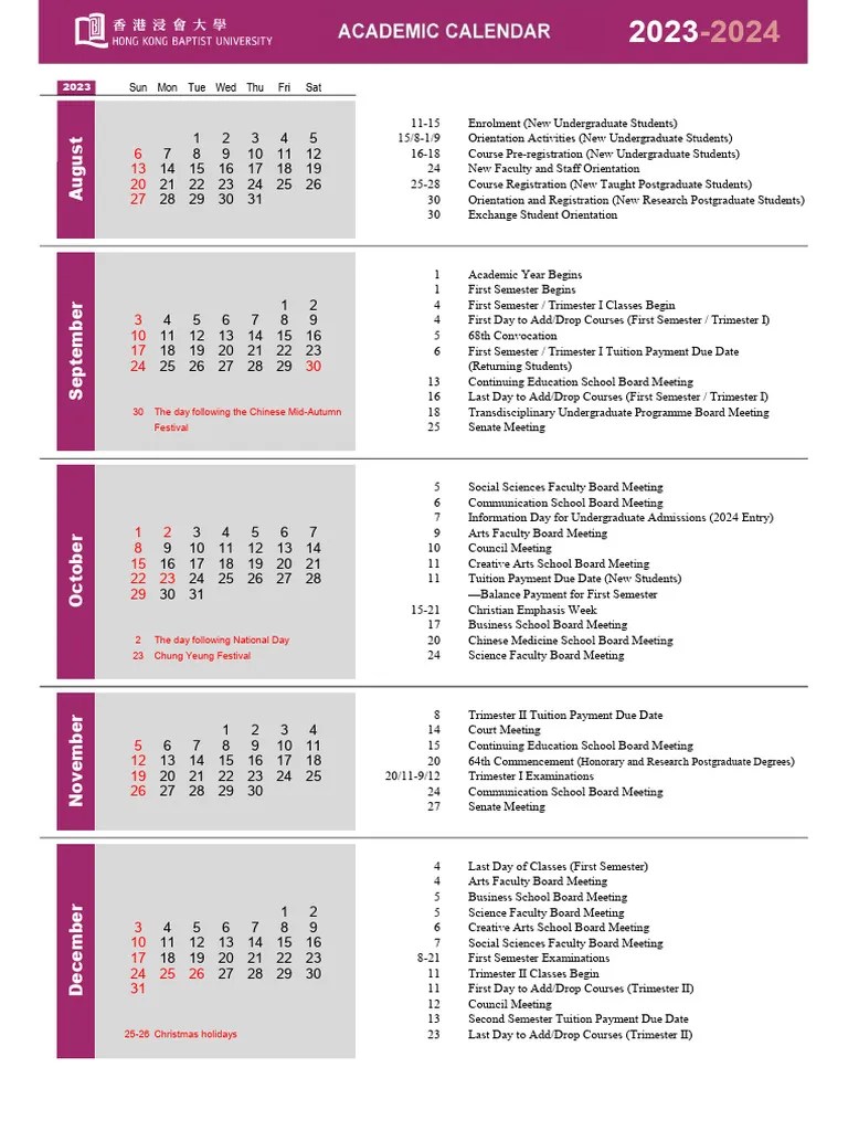 Academic Calendar 202324 PDF Academic Term Postgraduate Education