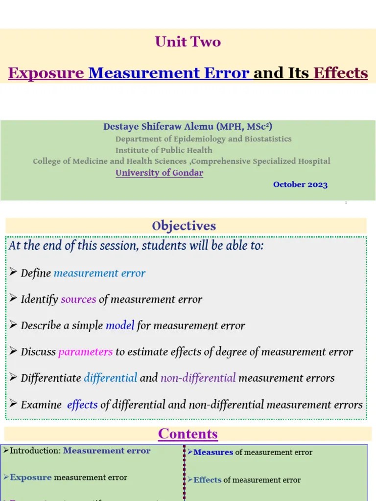 Unit TwoExposure Measurement Error and Its Effects 3 PDF