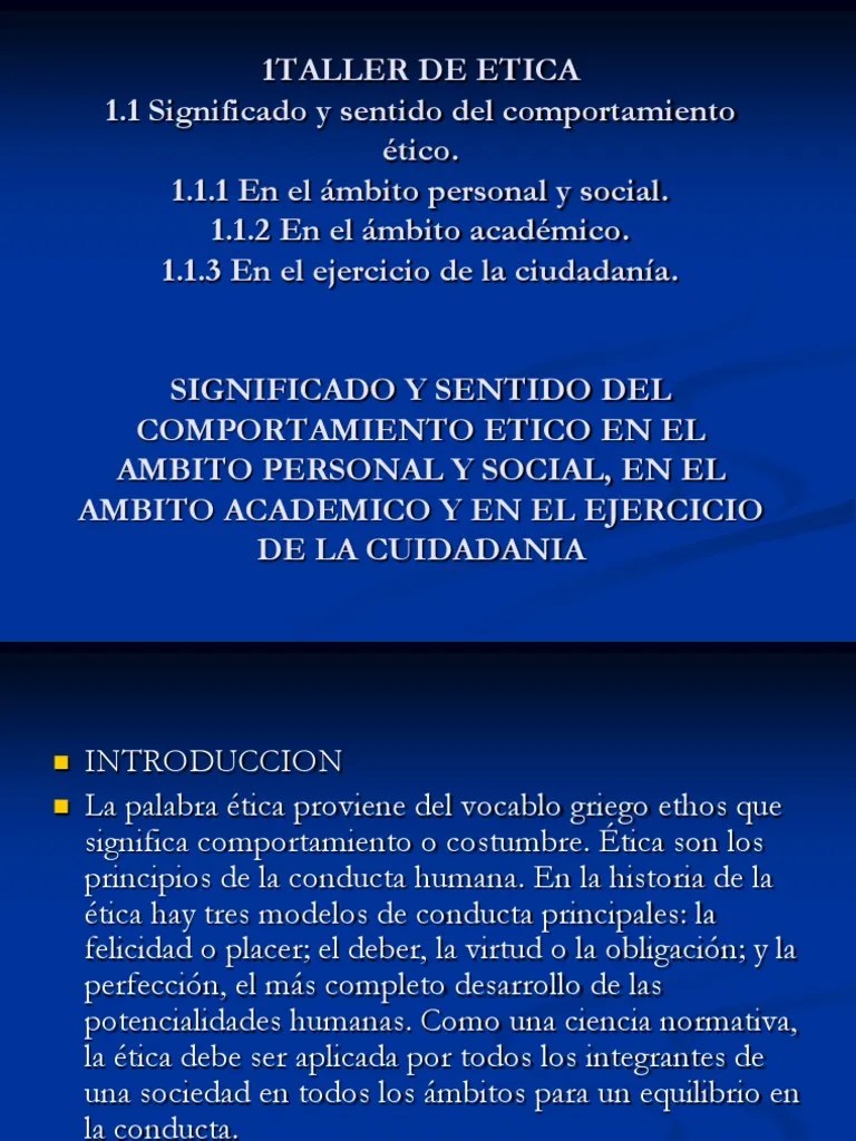 El Sentido de Aprender Sobre Etica Sociedad Comportamiento