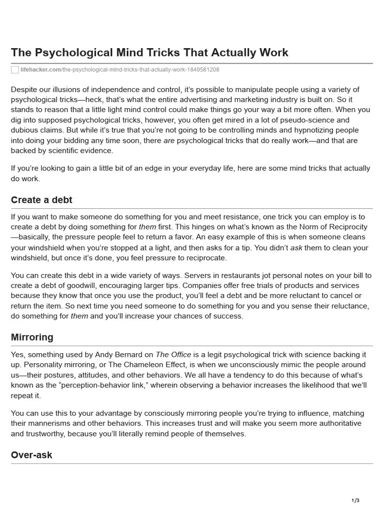 Psychological Mind Tricks PDF Mental Processes Human Communication