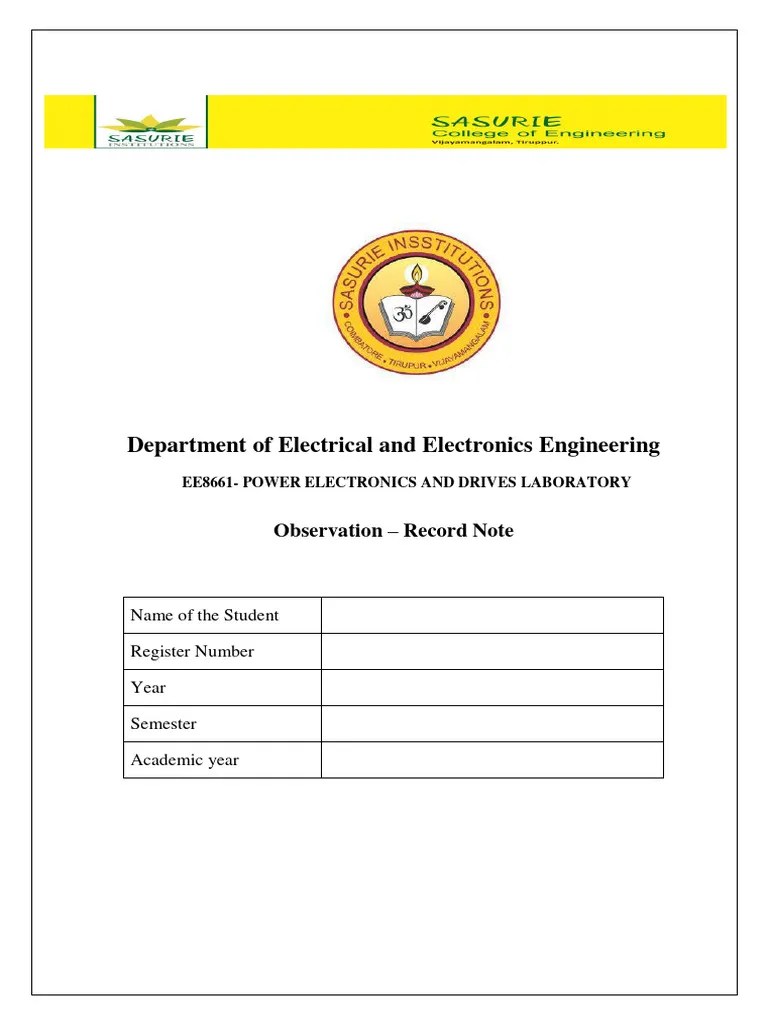 EE8661Power Electronics and Drives Laboratory PDF