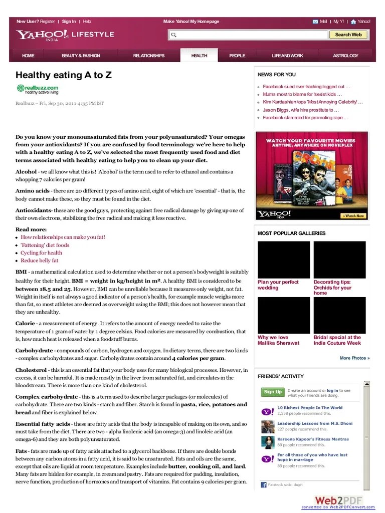 Health Terms A To Z PDF Fat Saturated Fat