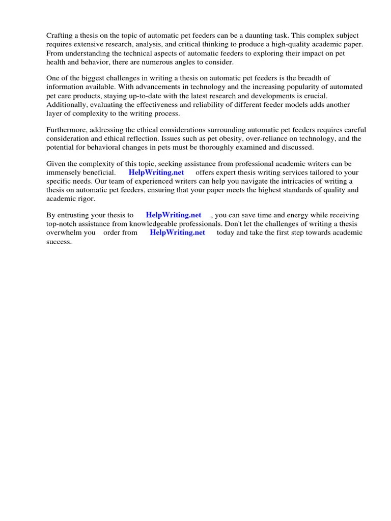 Automatic Pet Feeder Thesis PDF