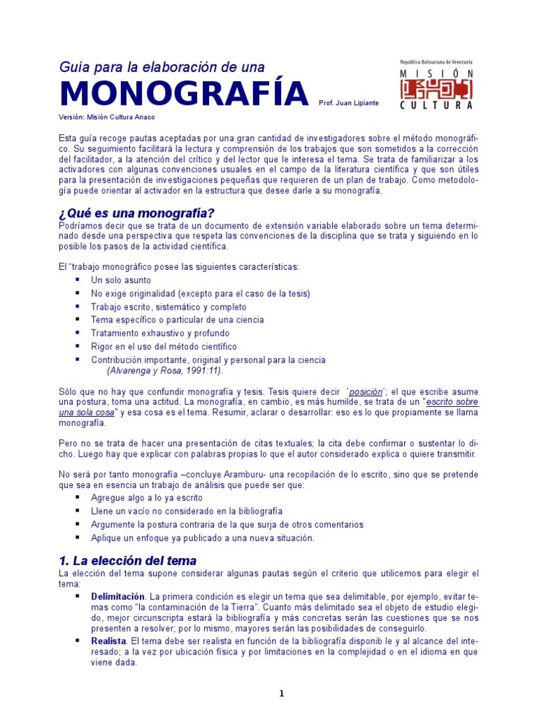 Guia Para La Elaboración de Una Monografías