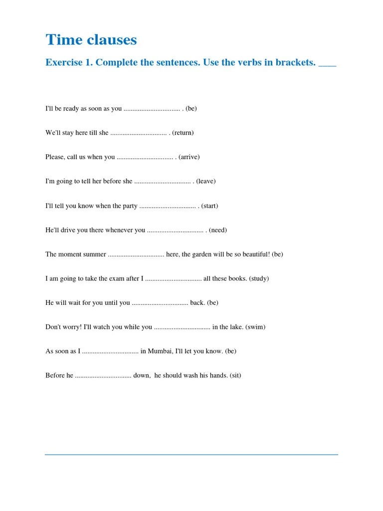 timeclausesexercise1 PDF