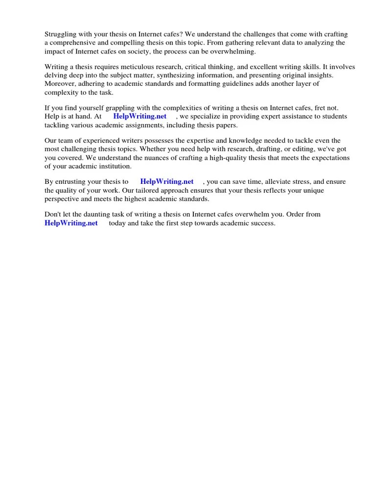 Sample Thesis Cafe Download Free PDF Thesis