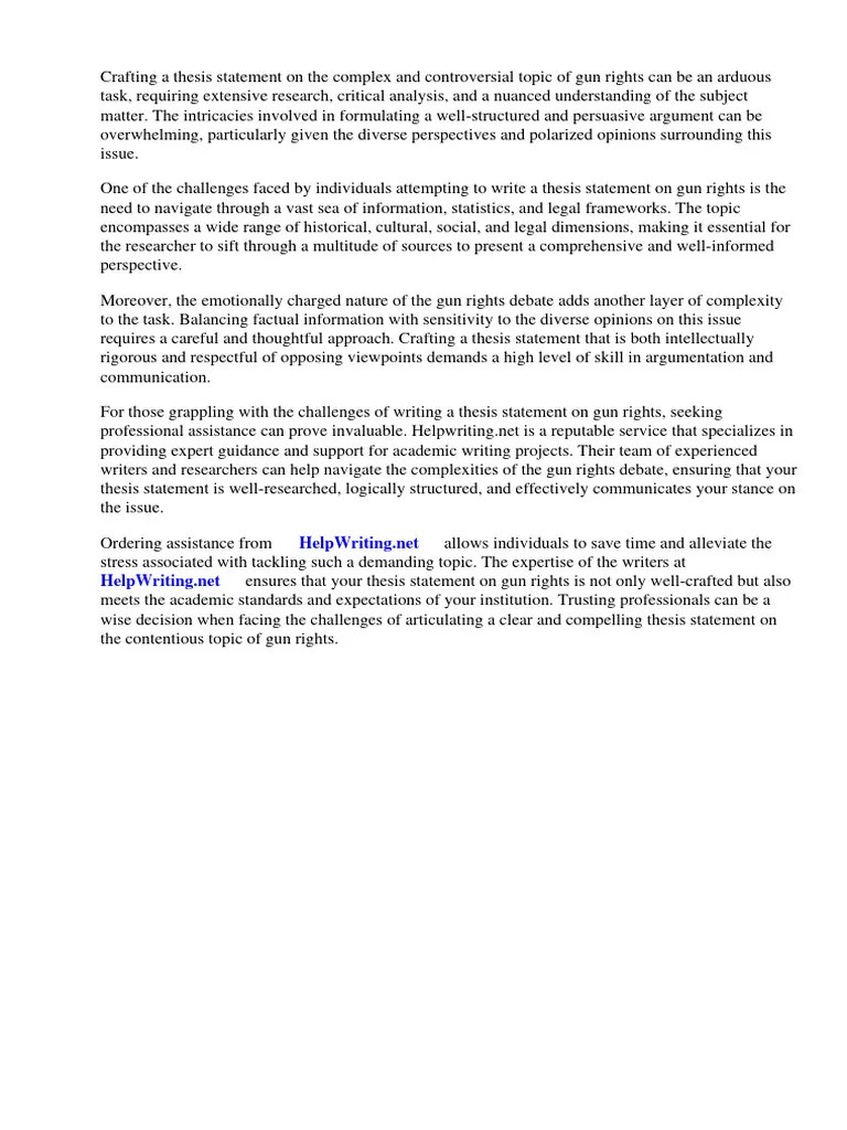 Thesis Statement Gun Rights PDF Gun Control Violence