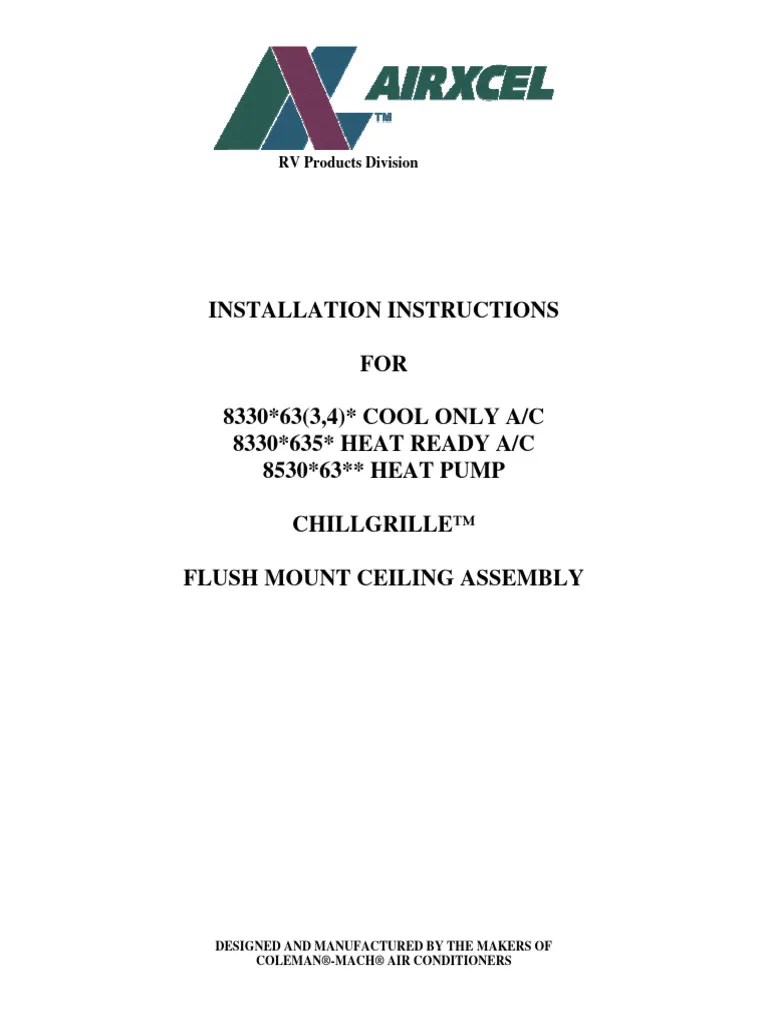 Airxcel 48254C969 AC Manuals Install 1976307 PDF Electrical Wiring