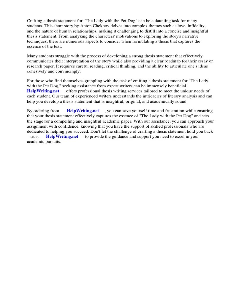 Thesis Statement For The Lady With The Pet Dog PDF Essays Anton Chekhov