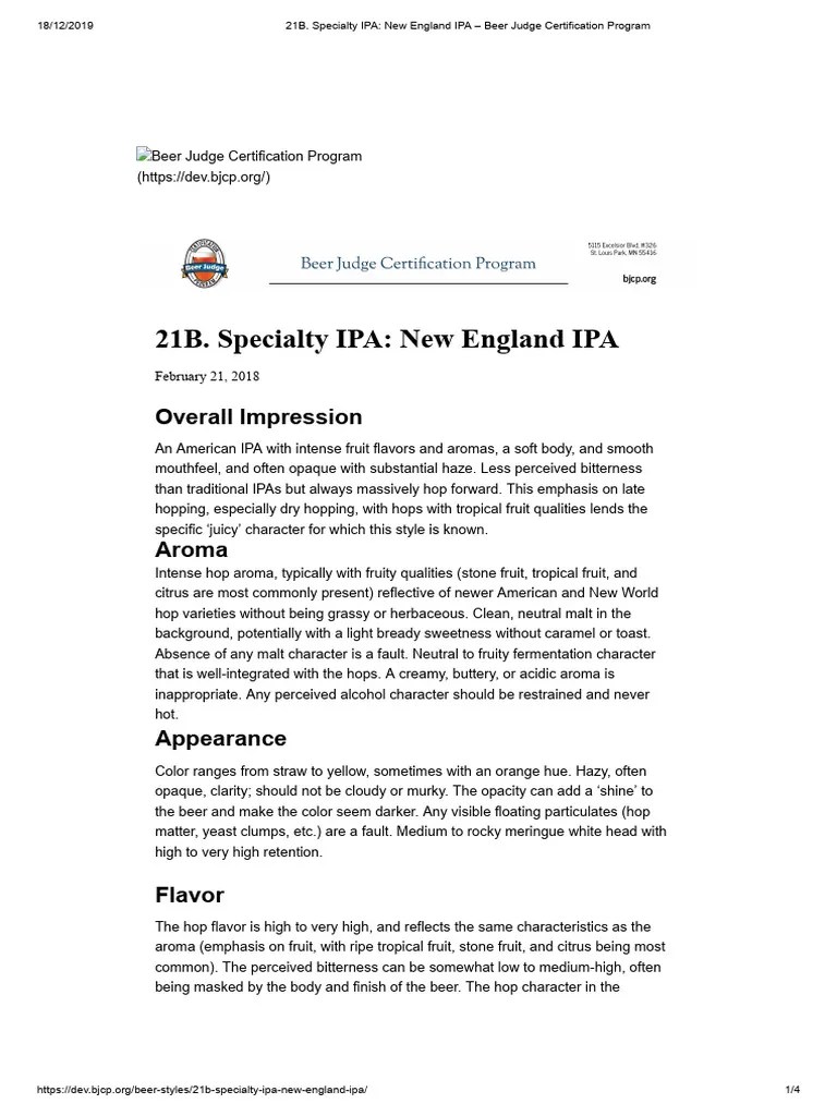 21B. Specialty IPA_ New England IPA a€“ Beer Judge Certification