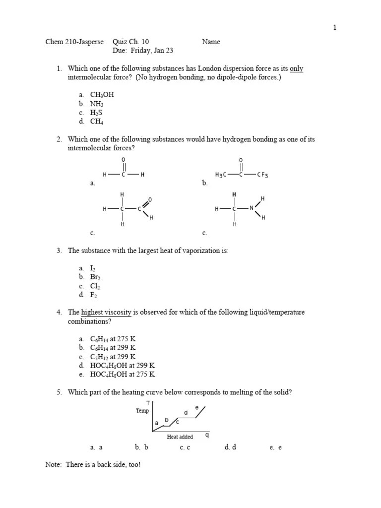 QuizIntermolecular Forces PDF Evaporation Melting Point