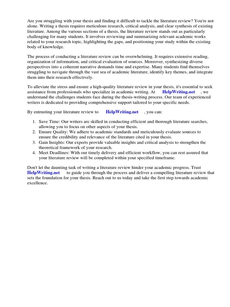 How To Do Literature Review in Thesis Download Free PDF Thesis Essays