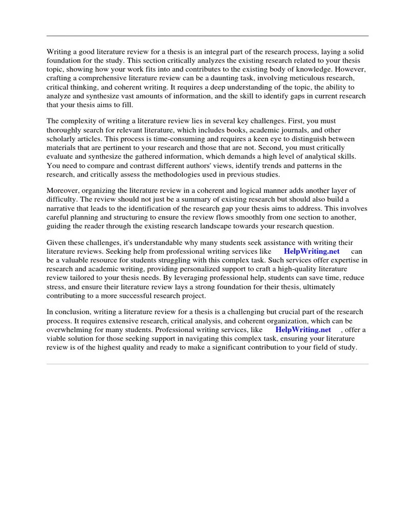 How To Write Good Literature Review For Thesis PDF Literature
