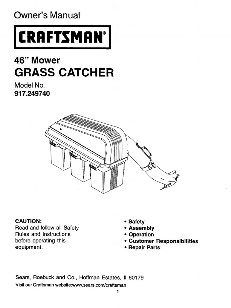 Craftsman Bagger Owners Manual Mower Screw