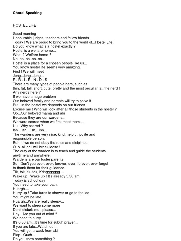 Choral Speaking Courtship