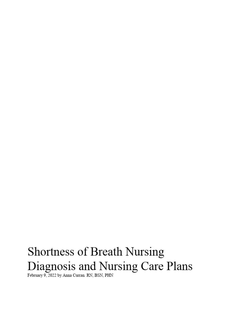 Shortness of Breath Nursing Diagnosis and Nursing Care Plans PDF