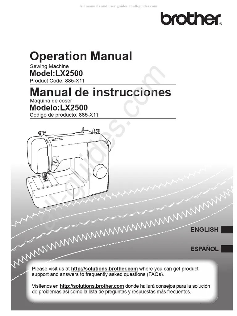 Brother LX2500 Sewing Machine Instruction Manual PDF Sewing Ac