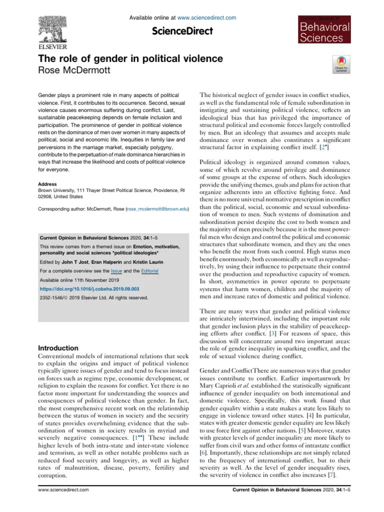 The Role of Gender in Political Viol 2020 Current Opinion in