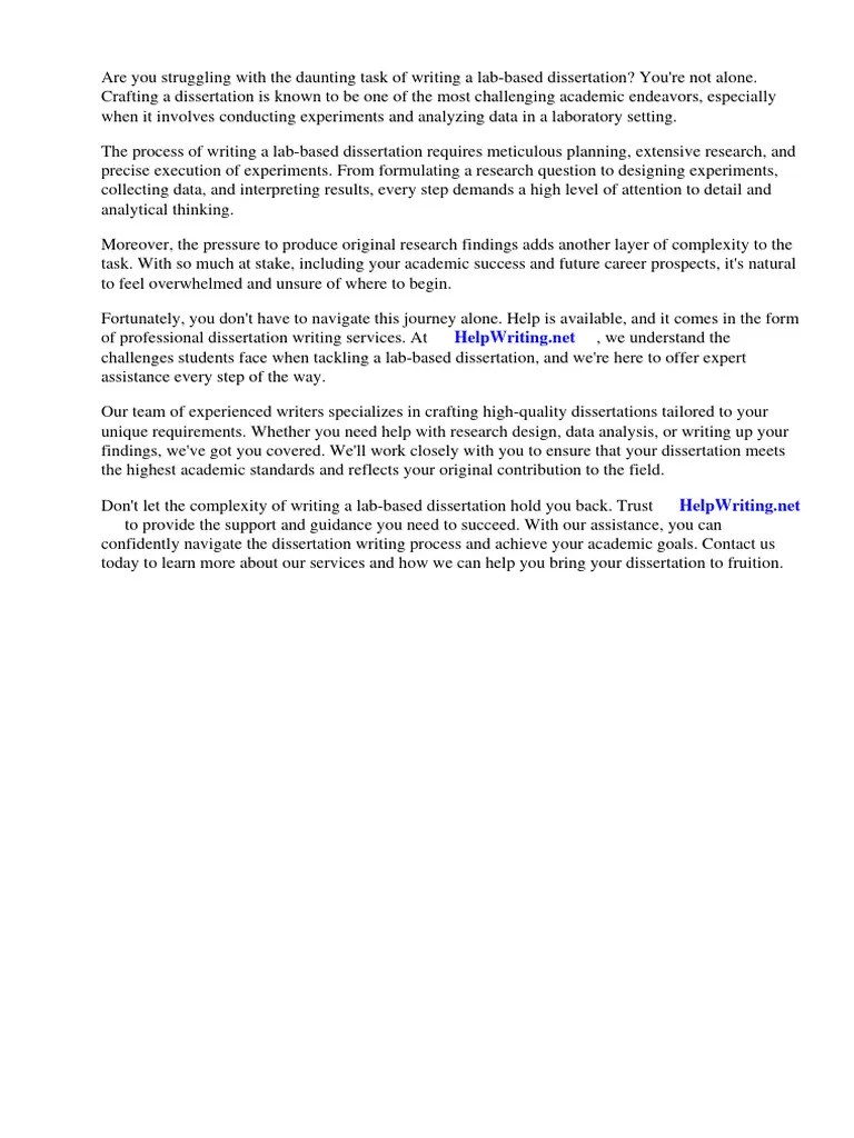 Lab Based Dissertation PDF Theory Methodology
