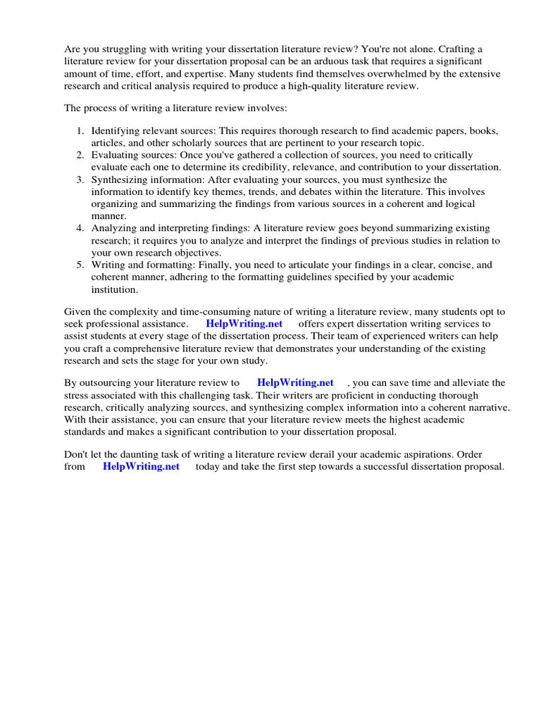 How To Write Literature Review For Dissertation Proposal PDF Thesis