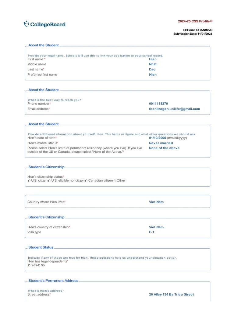 CSS Profile PDF Expense 401(K)