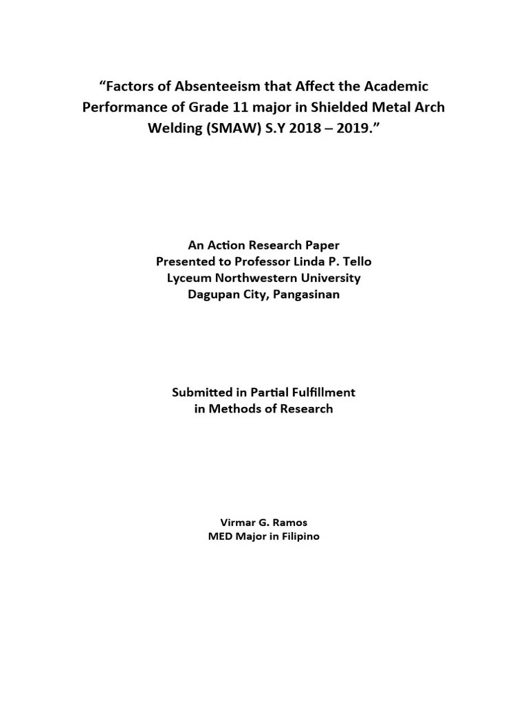 Action Research GRADE 11 SMAW PDF Questionnaire Data