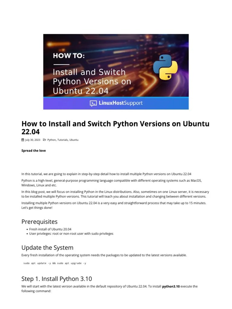 How To Install and Switch Python Versions On Ubuntu 22.04