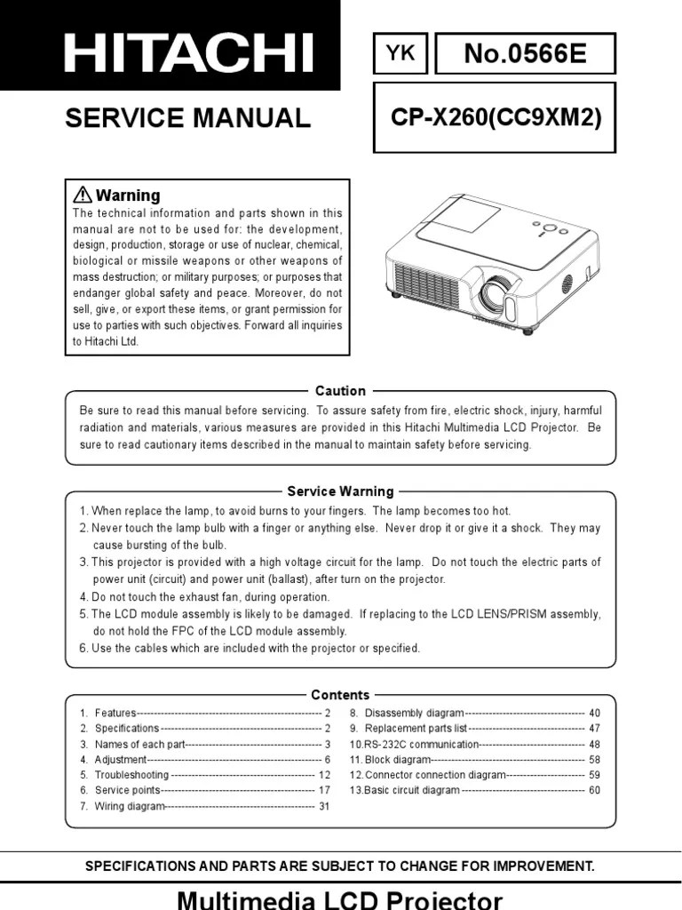 Service Manual Title Comprehensive LCD Projector Repair and Adjustment