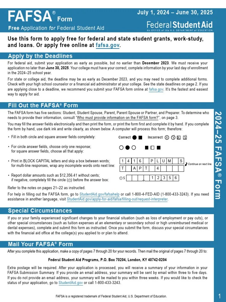 2025 25 Fafsa PDF Student Financial Aid In The United States Social Security Number