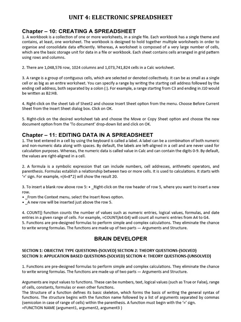 Part B, Unit 4 It PT 3 PDF Spreadsheet Worksheet(03)