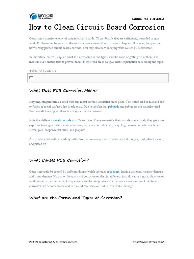 How to Clean Circuit Board Corrosion PDF Printed Circuit Board