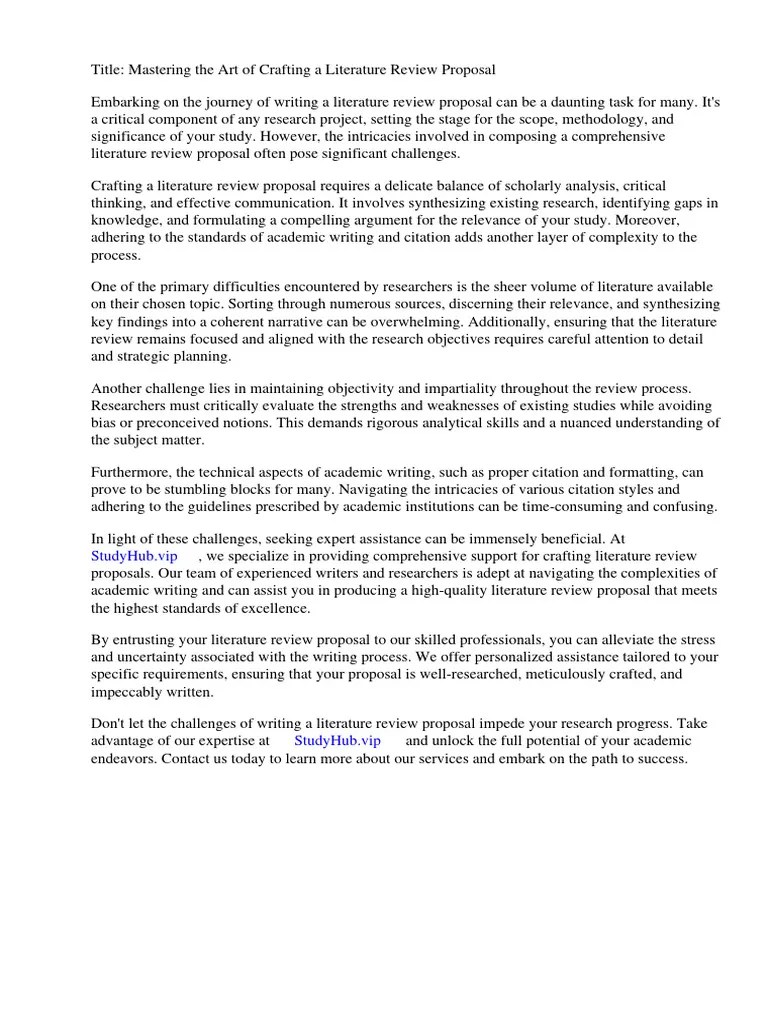 How To Write Literature Review Proposal Download Free PDF