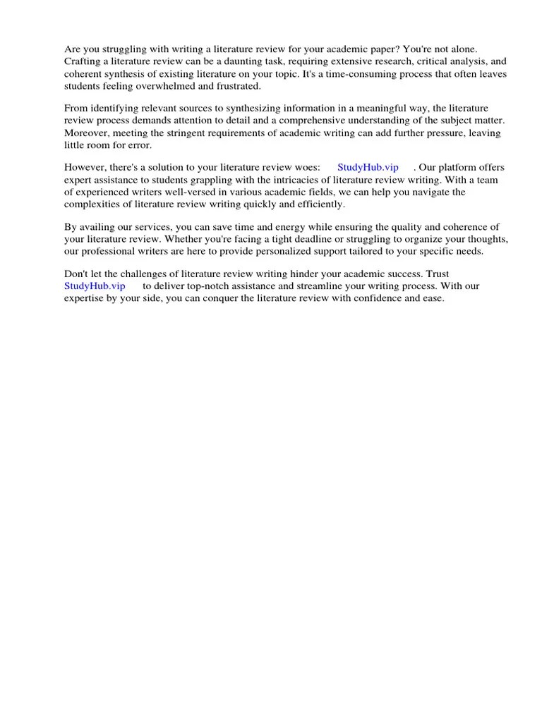 How To Write Literature Review Quickly PDF Literature Review Citation