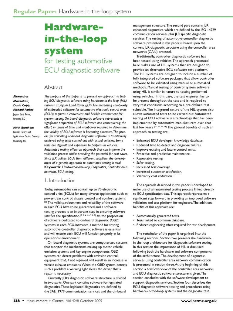 Mouzakitis Et Al 2009 Hardware in The Loop System For Testing