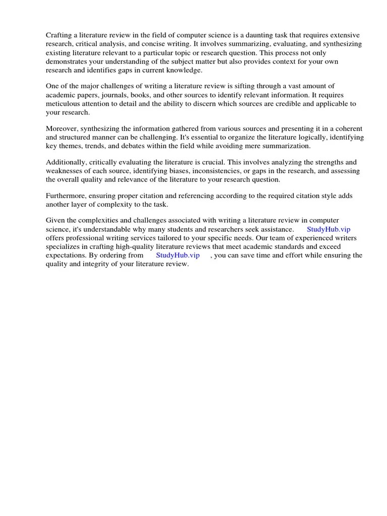 How To Write Literature Review Computer Science PDF Metadata