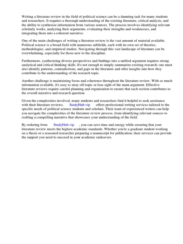 How To Write A Literature Review Political Science Download Free PDF