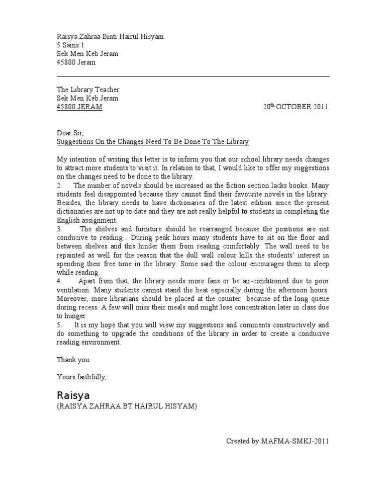 Formal Letter SPM 2011